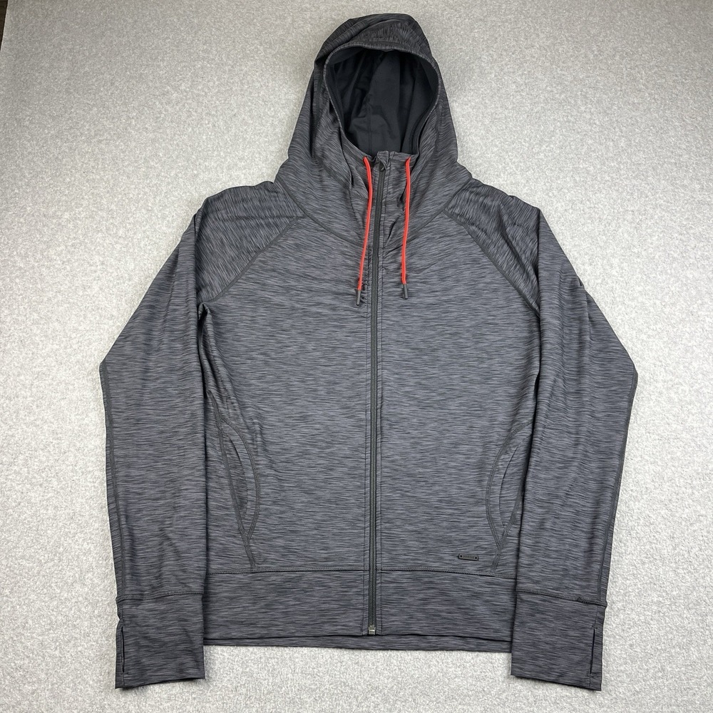 prAna Full Zip Hoodie Womens‎ XL Jacket Gray Athletic Stretch Hooded Lined Lycra